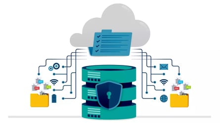 database with file backups over network