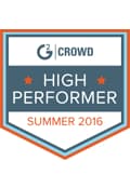 Graphic with the text “G2 Crowd High Performer Summer 2016”