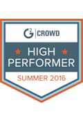 Graphic with the text “G2 Crowd High Performer Summer 2016”