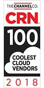 Graphic with the text “The Channel Co. CRN 100 Coolest Cloud Vendors 2018”